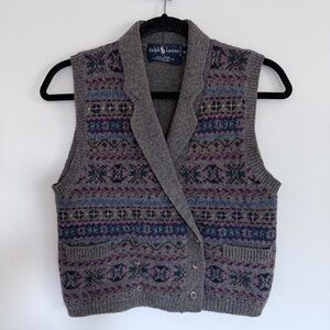 Vintage Ralph Lauren Fair Isle Sweater Vest 100% Wool Rare